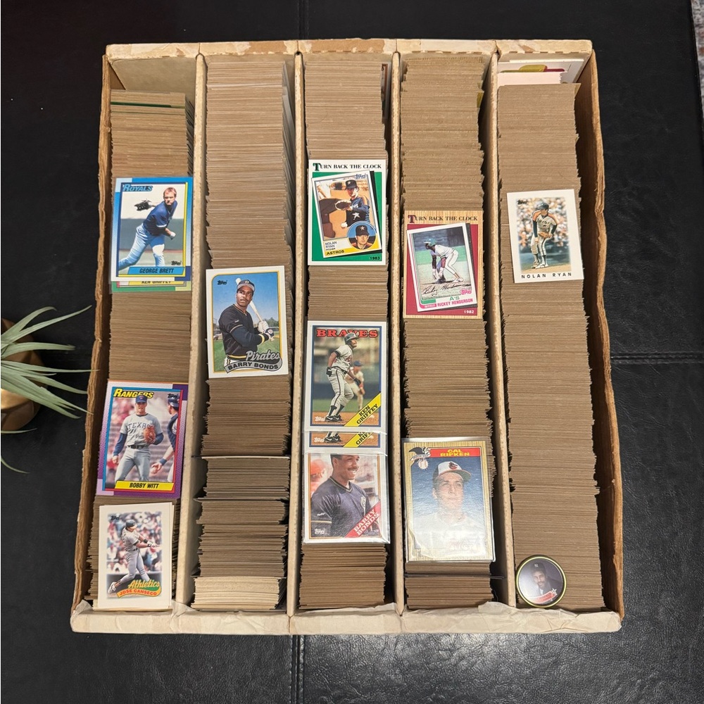 Large box of old sports cards